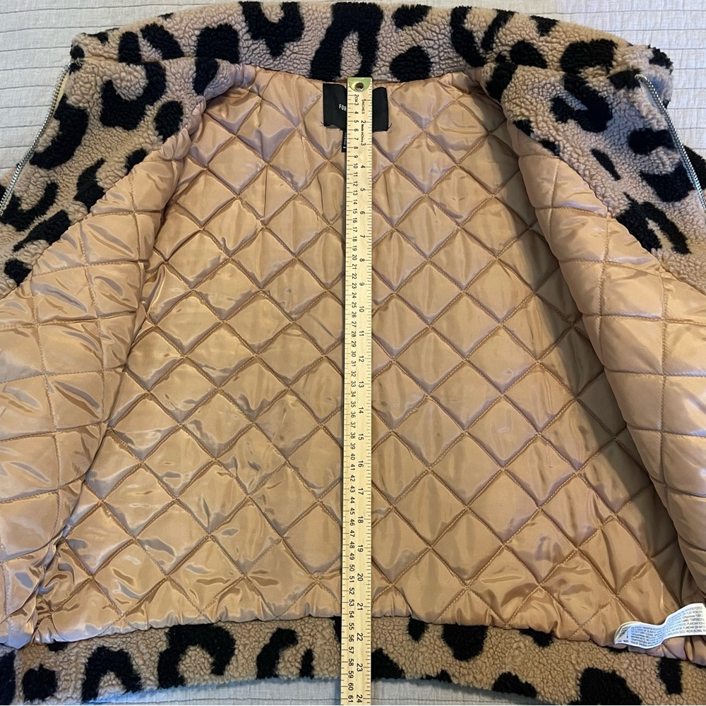 Forever 21+ Leopard Print Teddy Jacket Coat Tan and Black Size 3X - Picture 5 of 8